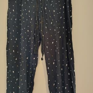 Black Pajama Pants with Lightning Print Sz. S